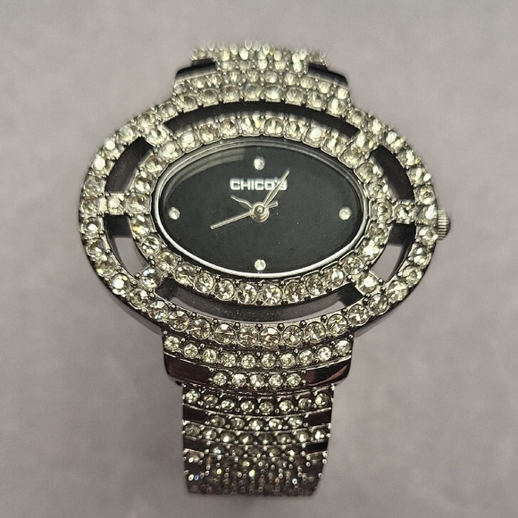 Chico's Accessories - Chico's Black Dial Silver Crystal Working Watch